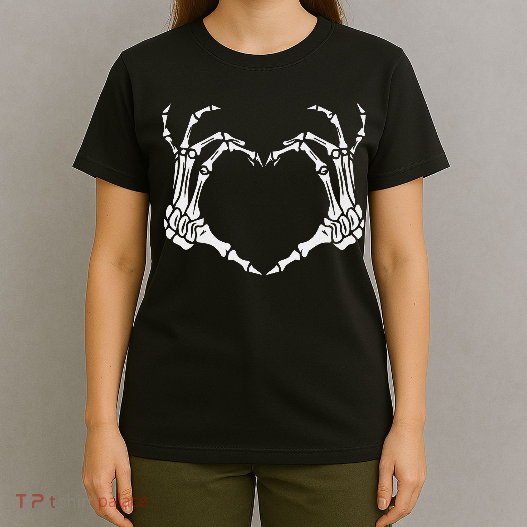 Skeleton Hand Heart Halloween Funny Bones Love T-Shirt