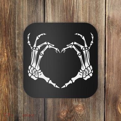 Skeleton Hand Heart Halloween Funny Bones Love Coaster