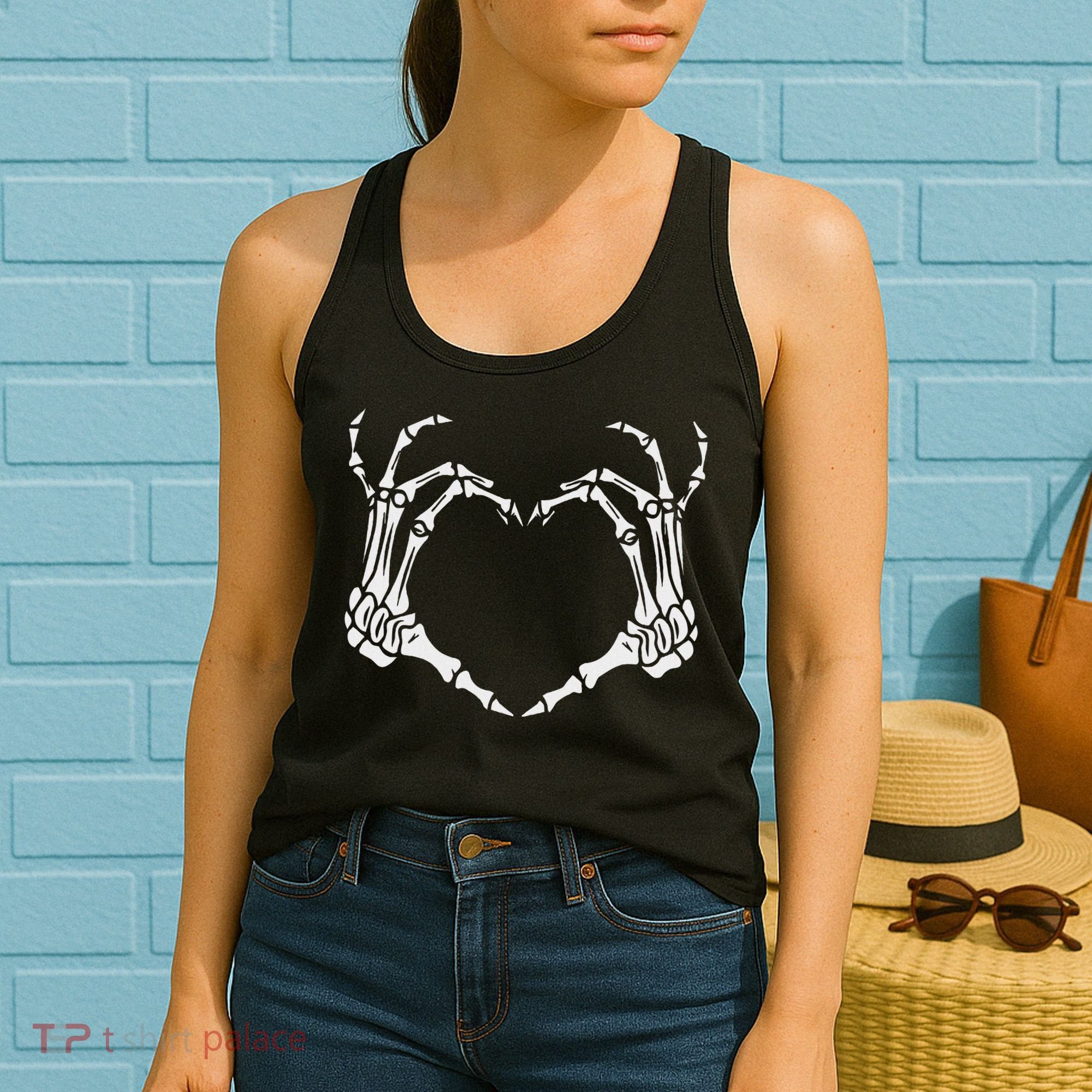 Skeleton Hand Heart Halloween Funny Bones Love Women's Tank Top