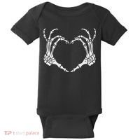Skeleton Hand Heart Halloween Funny Bones Love Baby Bodysuit thumb 0