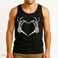 Skeleton Hand Heart Halloween Funny Bones Love Tank Top thumb 3