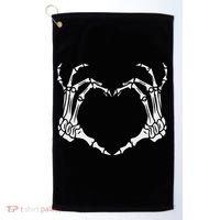 Skeleton Hand Heart Halloween Funny Bones Love Golf Towel thumb 0