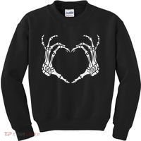 Skeleton Hand Heart Halloween Funny Bones Love Kids Sweatshirt thumb 0