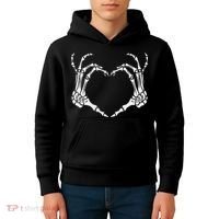 Skeleton Hand Heart Halloween Funny Bones Love Kids Hoodie thumb 4