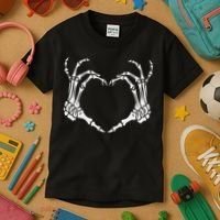 Skeleton Hand Heart Halloween Funny Bones Love Kids T-Shirt thumb 3