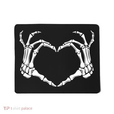 Skeleton Hand Heart Sign Funny Halloween Mousepad