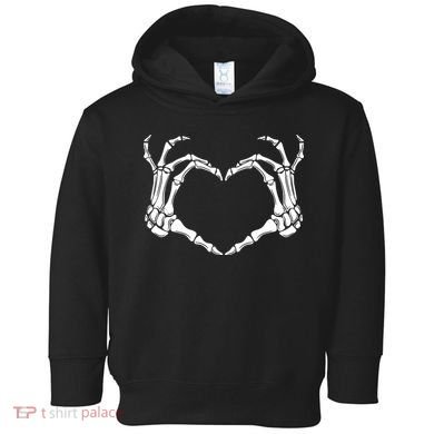 Skeleton Hand Heart Sign Funny Halloween Toddler Hoodie