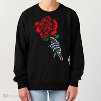 Skeleton Hand Holding Rose Aesthetic Red Flower Women's Sweatshirt thumb 0