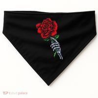 Skeleton Hand Holding Rose Aesthetic Red Flower USA-Made Doggie Bandana thumb 0