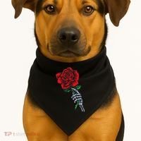 Skeleton Hand Holding Rose Aesthetic Red Flower USA-Made Doggie Bandana thumb 1