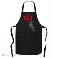 Skeleton Hand Holding Rose Aesthetic Red Flower Apron thumb 0
