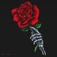Skeleton Hand Holding Rose Aesthetic Red Flower Sweatshirt thumb 3