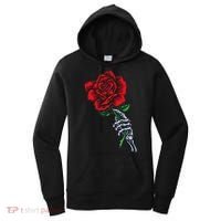 Skeleton Hand Holding Rose Aesthetic Red Flower Women's Hoodie thumb 0