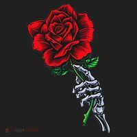 Skeleton Hand Holding Rose Aesthetic Red Flower Tumbler thumb 3