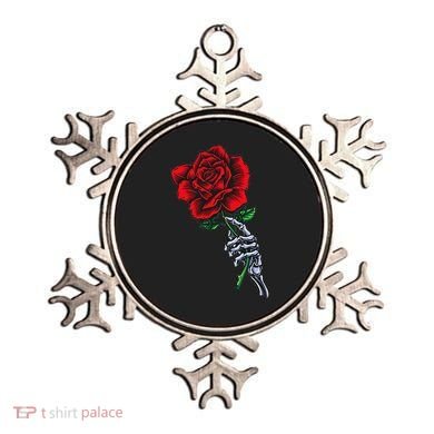 Skeleton Hand Holding Rose Aesthetic Red Flower Ornament