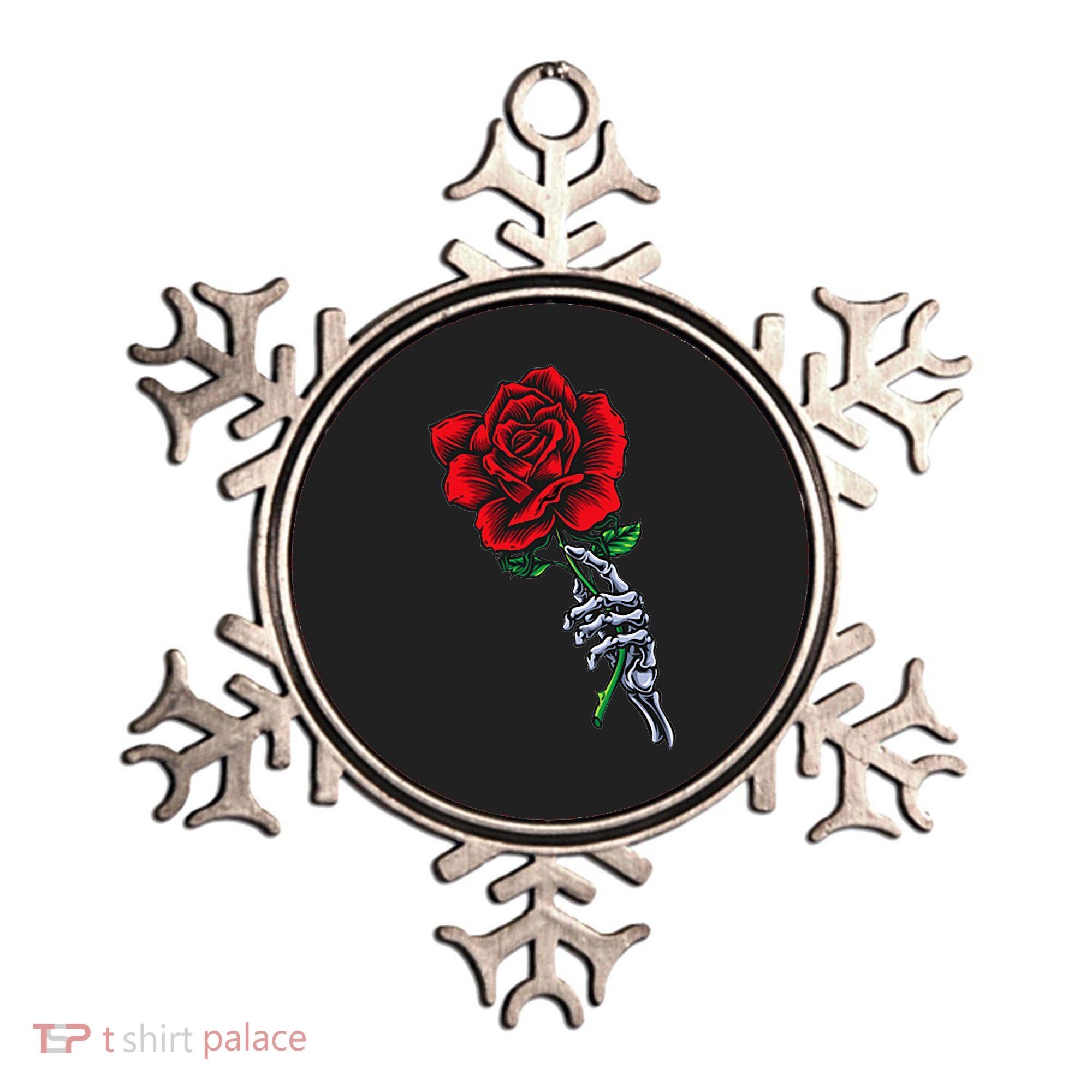 Skeleton Hand Holding Rose Aesthetic Red Flower Ornament