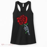 Skeleton Hand Holding Rose Aesthetic Red Flower Women's Tank Top thumb 0