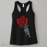 Skeleton Hand Holding Rose Aesthetic Red Flower Women's Tank Top thumb 3