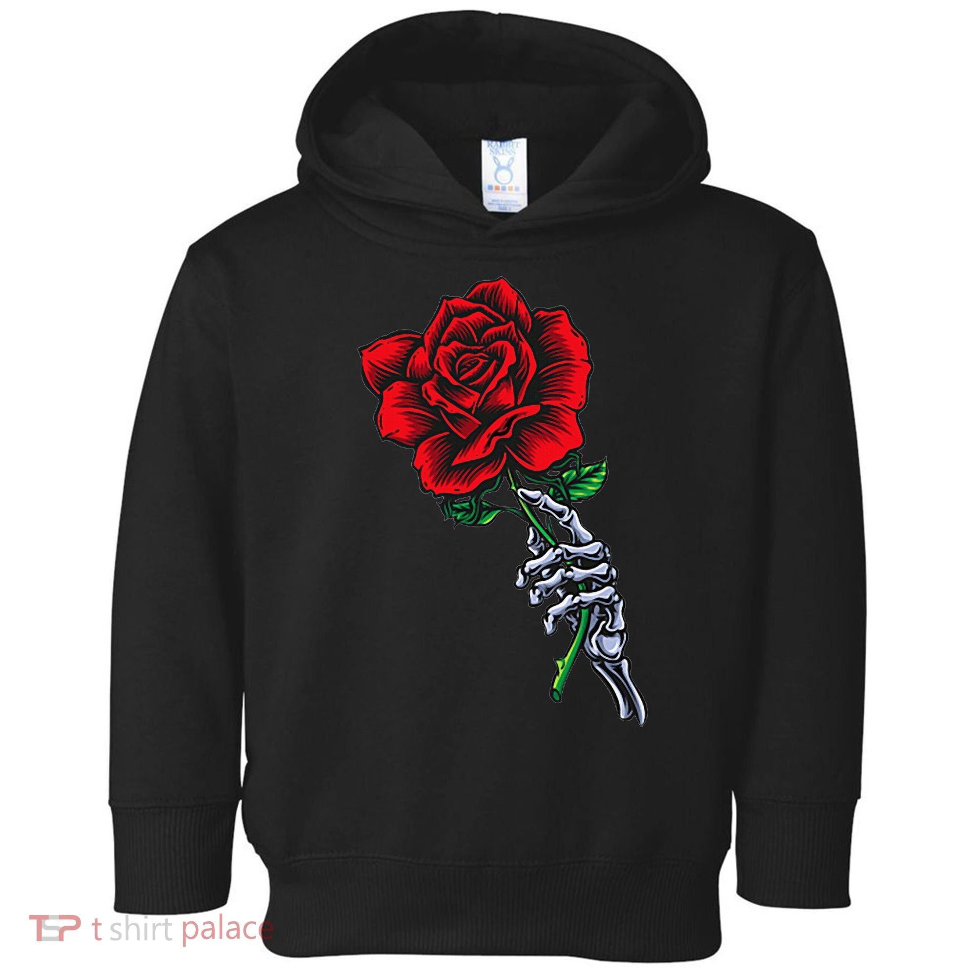 Skeleton Hand Holding Rose Aesthetic Red Flower Toddler Hoodie