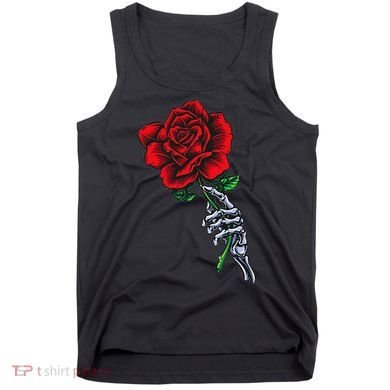 Skeleton Hand Holding Rose Aesthetic Red Flower Tank Top