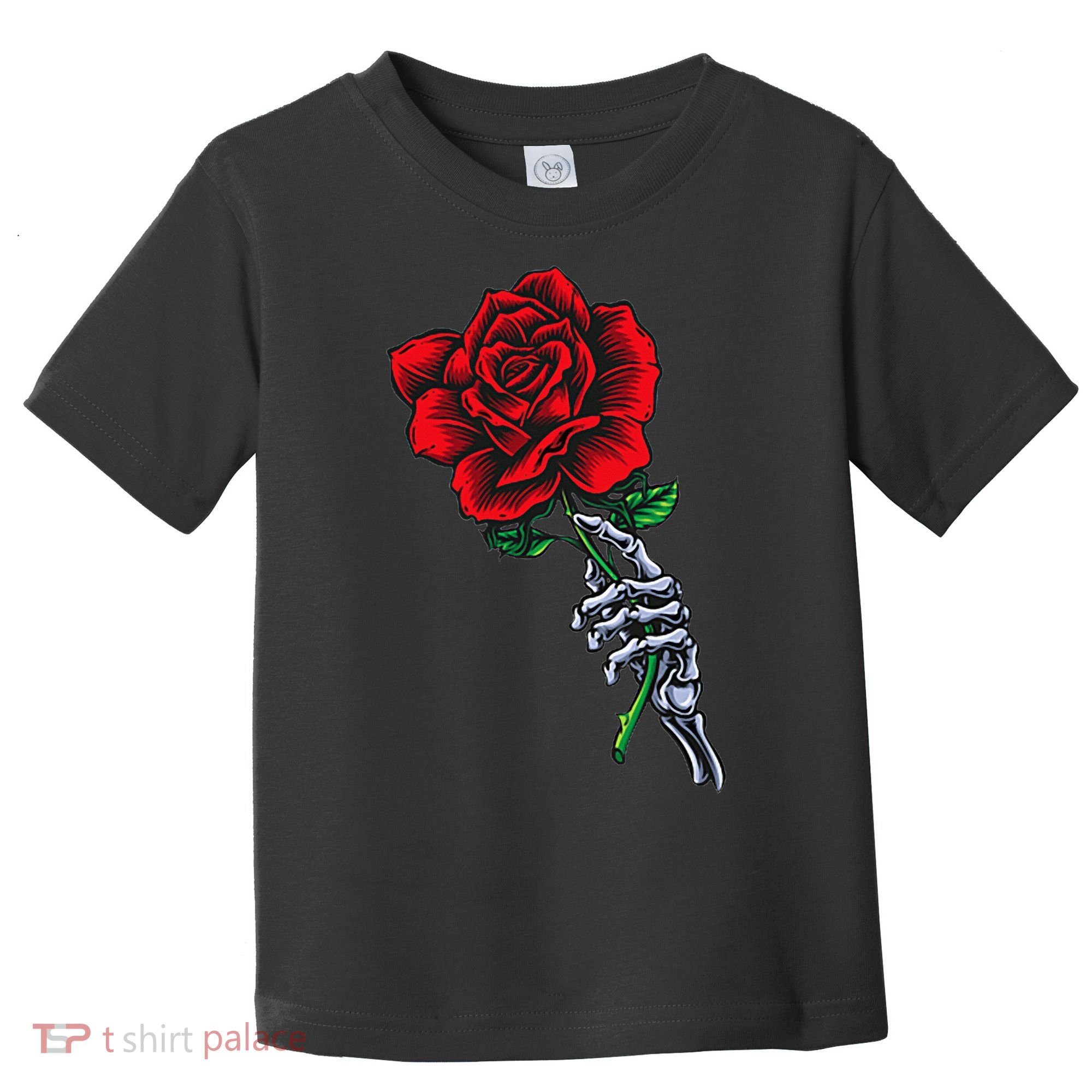 Skeleton Hand Holding Rose Aesthetic Red Flower Toddler T-Shirt