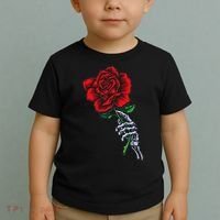 Skeleton Hand Holding Rose Aesthetic Red Flower Toddler T-Shirt thumb 2