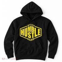 Stay Humble Hustle Hard Inspirational Bold Yellow Urban Vibe Hoodie thumb 0