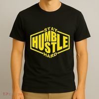 Stay Humble Hustle Hard Inspirational Bold Yellow Urban Vibe T-Shirt thumb 3