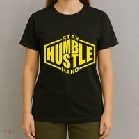 Stay Humble Hustle Hard Inspirational Bold Yellow Urban Vibe T-Shirt thumb 4