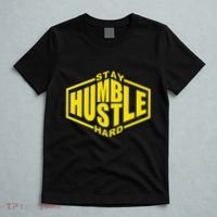 Stay Humble Hustle Hard Inspirational Bold Yellow Urban Vibe T-Shirt thumb 5