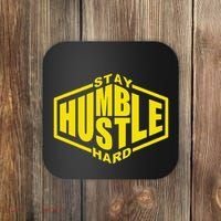 Stay Humble Hustle Hard Inspirational Bold Yellow Urban Vibe Coaster thumb 0