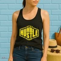 Stay Humble Hustle Hard Inspirational Bold Yellow Urban Vibe Women's Tank Top thumb 2