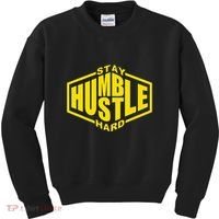 Stay Humble Hustle Hard Inspirational Bold Yellow Urban Vibe Kids Sweatshirt thumb 0