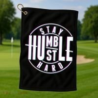 Stay Humble Hustle Hard Golf Towel thumb 1