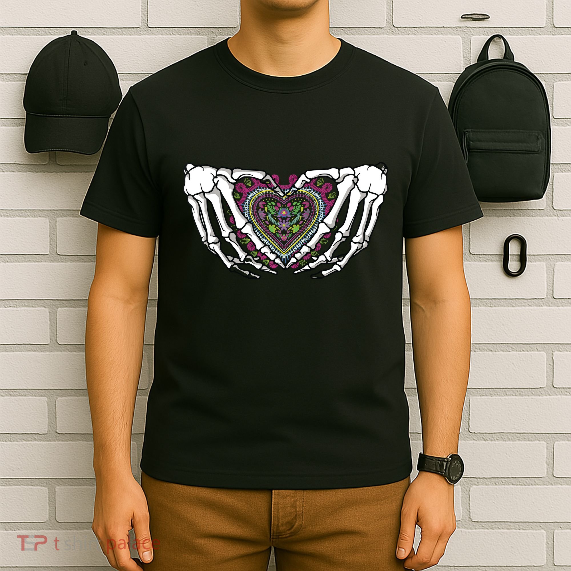 Skeleton Hand Heart Dia De Los Muertos Mexican Day Of Dead T-Shirt