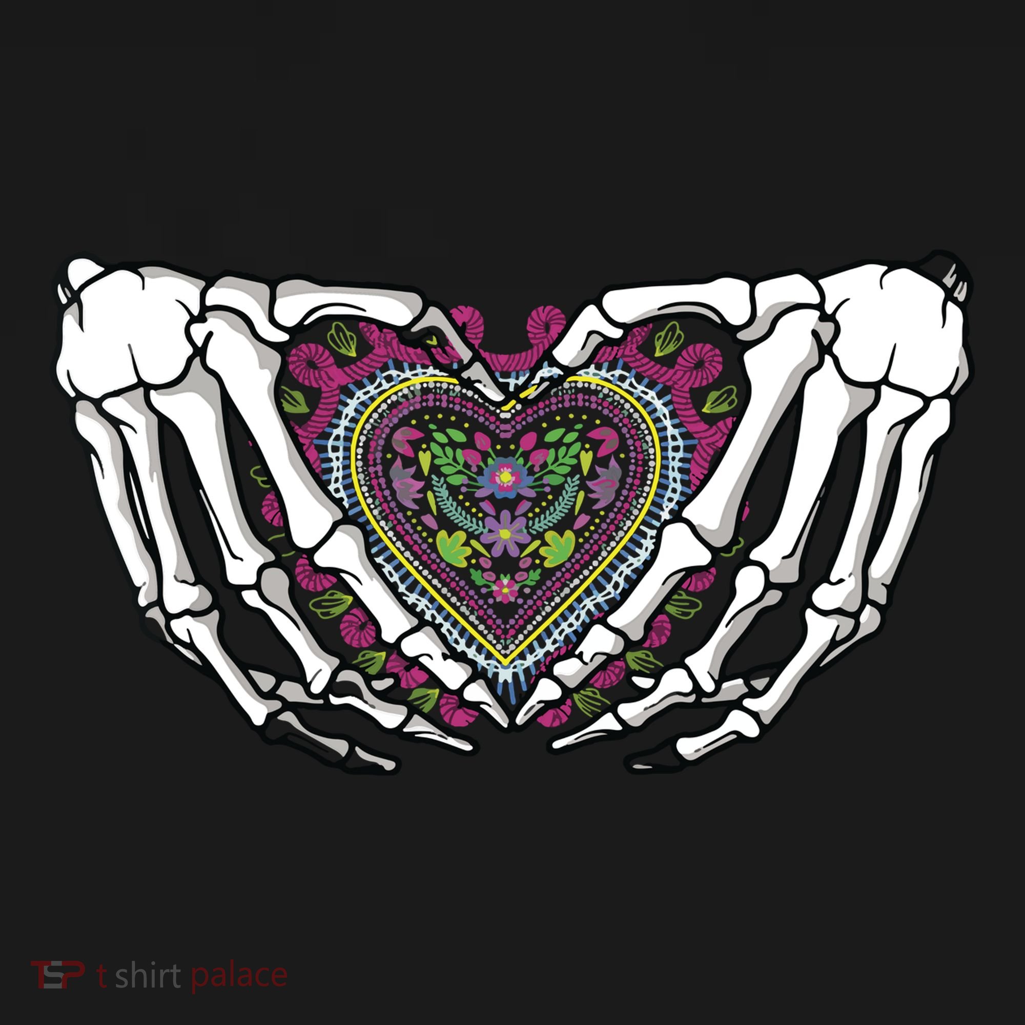 Skeleton Hand Heart Dia De Los Muertos Mexican Day Of Dead Bucket Hat