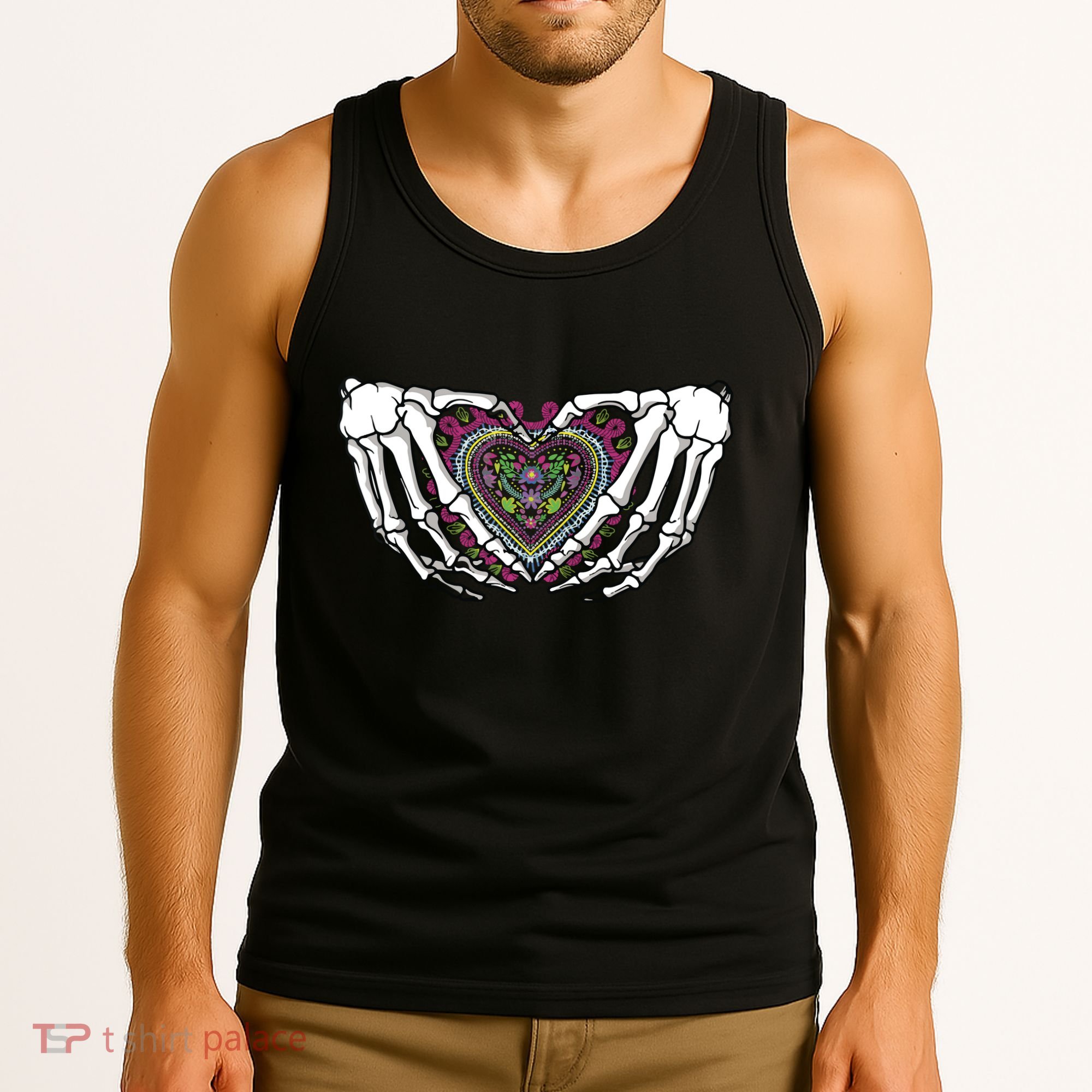 Skeleton Hand Heart Dia De Los Muertos Mexican Day Of Dead Tank Top