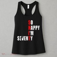 SO HAPPY I'M SEVENTY FUNNY 70th BIRTHDAY TEXT QUOTE GIFTS Women's Tank Top thumb 3