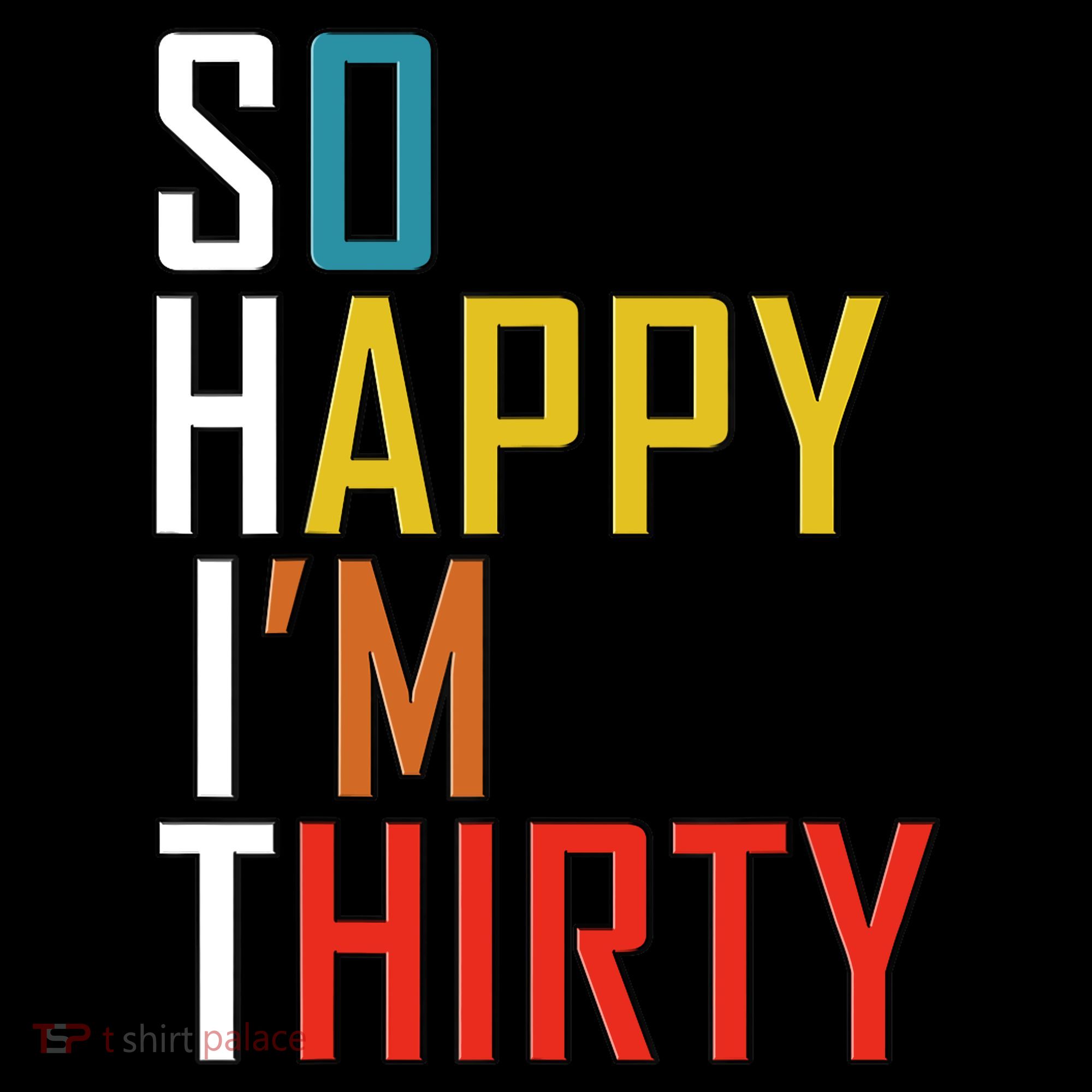 So Happy Im Thirty Gag 30 Year Old Funny 30th Birthday Gift Stripe Pom Pom Beanie