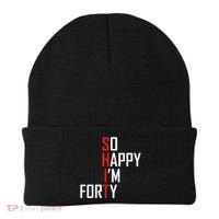 So Happy I'm Forty Funny 40th Birthday 40 Year Old Gag Gift Beanie thumb 0