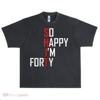 So Happy I'm Forty Funny 40th Birthday 40 Year Old Gag Gift Urban Oversized Heavyweight T-Shirt thumb 0