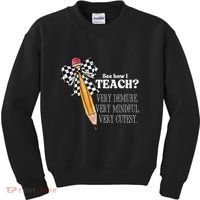 See How I Teach Very Demure Very Mindful Very Cutesy Teacher Kids Sweatshirt thumb 0