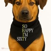 So Happy I'm Sixty 1960 Funny 60th Birthday Gift USA-Made Doggie Bandana thumb 1