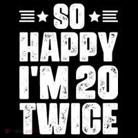 So Happy Im 20 Twice Funny 40th Birthday Stripe Pom Pom Beanie thumb 2