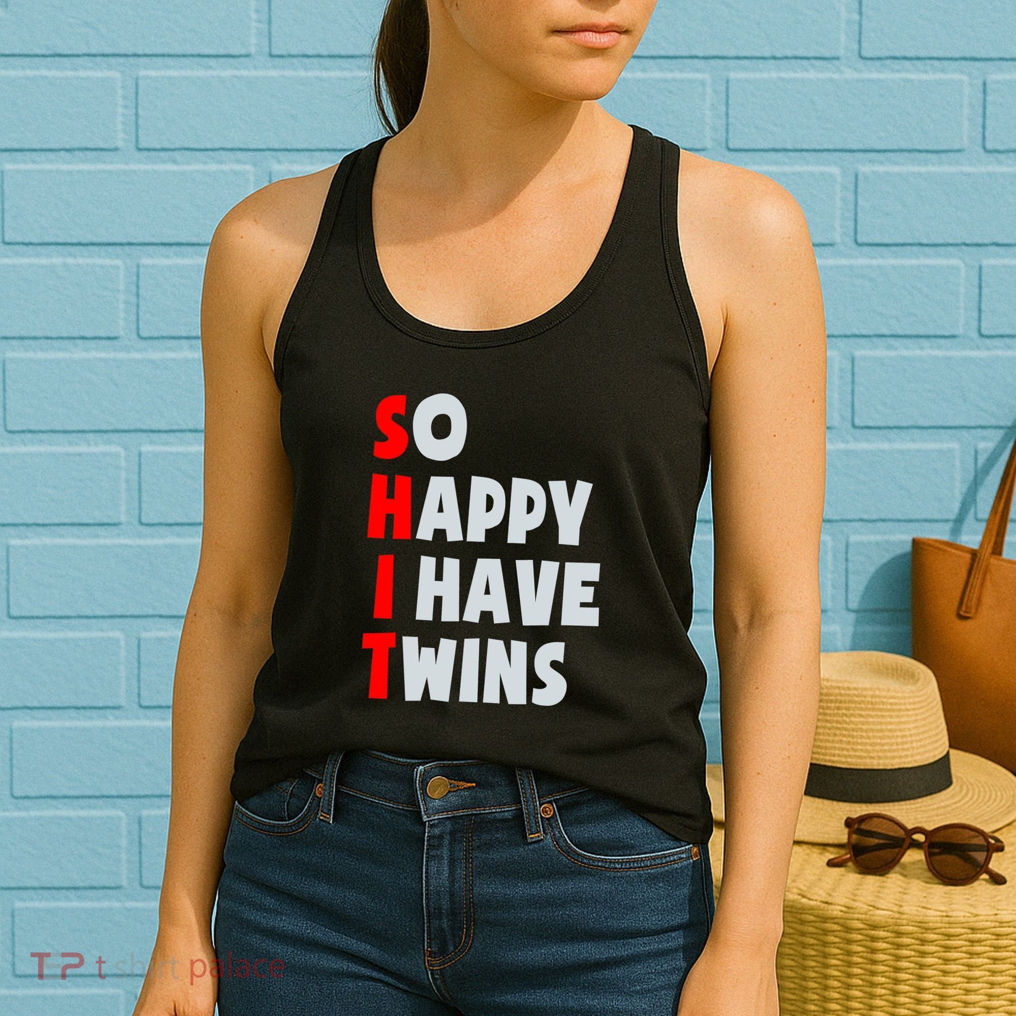 So Happy I Have Twins Funny Parent Twin Mom Dad Mothers Day Women's Tank Top