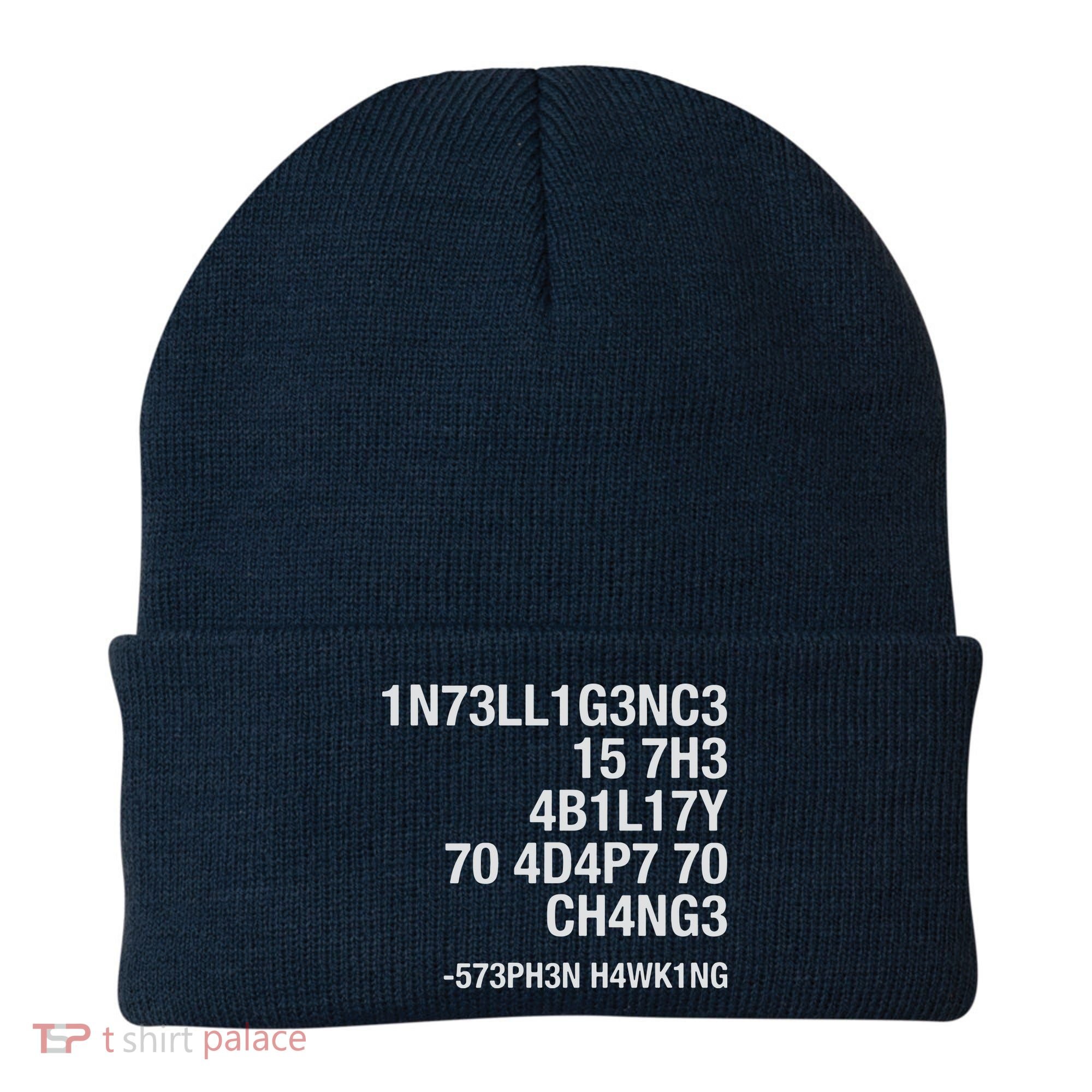 Stephen Hawking Intelligence Is The Ability To Adapt To Change Funny Beanie