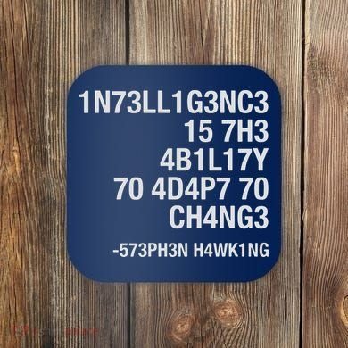 Stephen Hawking Intelligence Is The Ability To Adapt To Change Funny Coaster