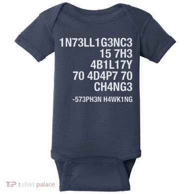 Stephen Hawking Intelligence Is The Ability To Adapt To Change Funny Baby Bodysuit