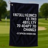 Stephen Hawking Intelligence Is The Ability To Adapt To Change Funny Golf Towel thumb 1