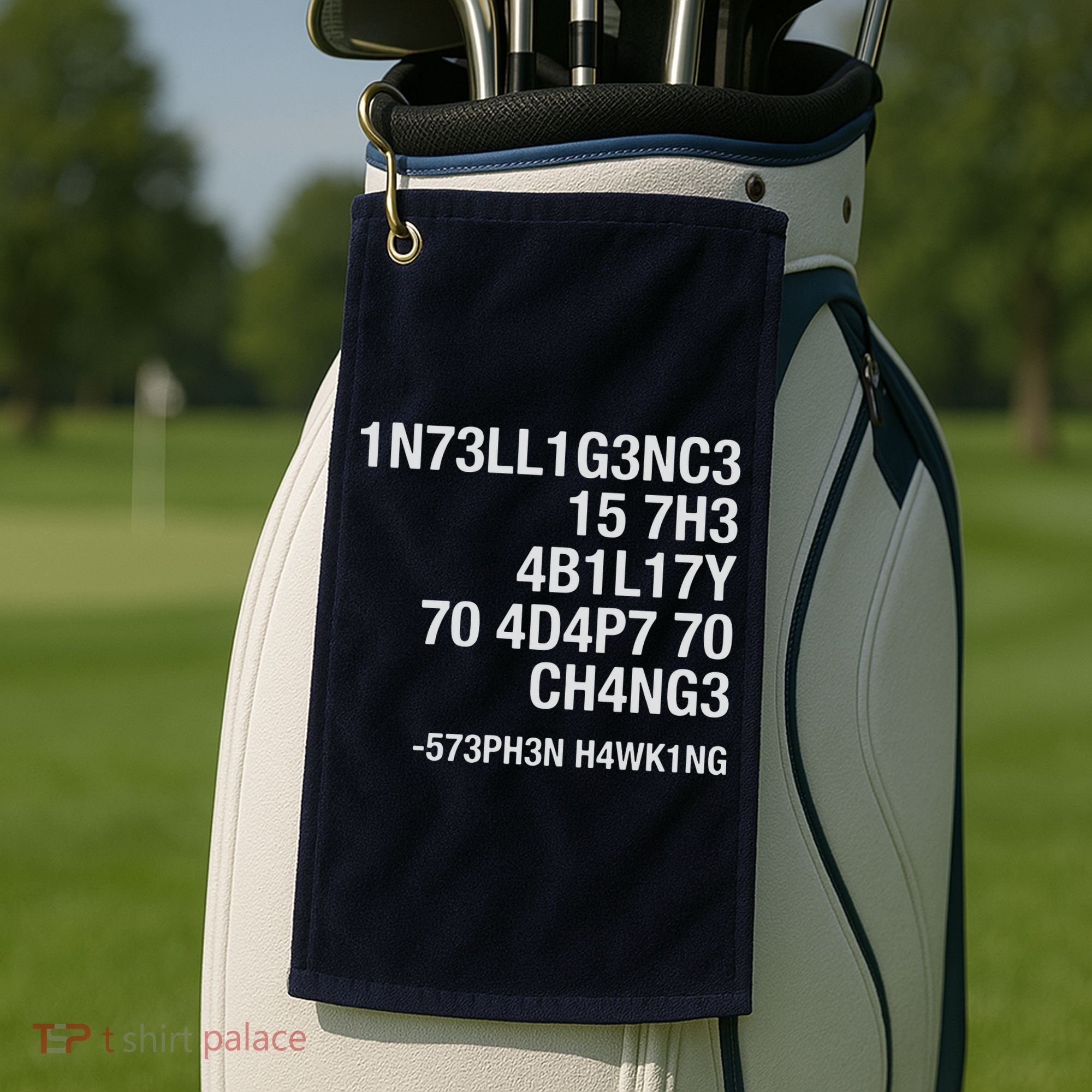 Stephen Hawking Intelligence Is The Ability To Adapt To Change Funny Golf Towel